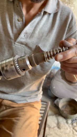 Simple Steel Wire Spring Making on Drill Machine | DIY Workshop Sample #diy #shorts