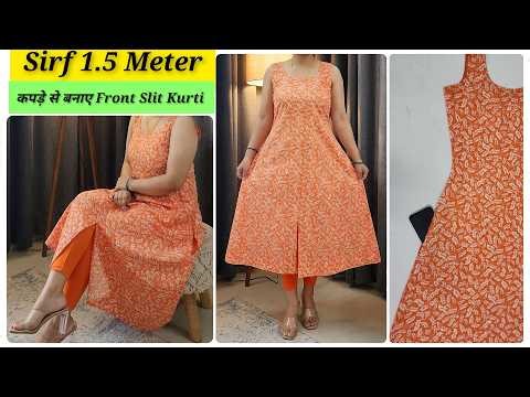 Sirf 1.5 Meter से बनाए Front Slit Kurti | Front Open Kurti/suit | Stitch By Stitch