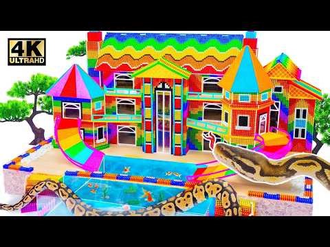 ASMR x 1.5 - Make Rainbow Slides To Swimming Pool In Rainbow Castle For Wild Animals