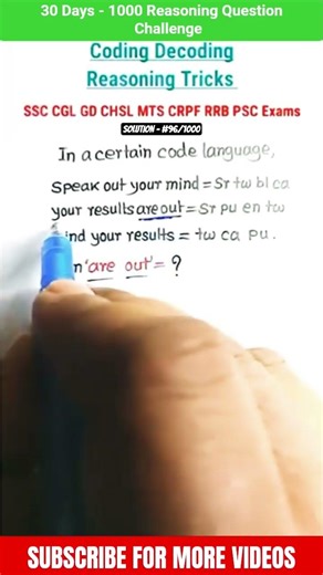 Coding and Decoding - Solution of #95/1000 #reasoning #codingdecoding #shorts #sbiprelims #ssc