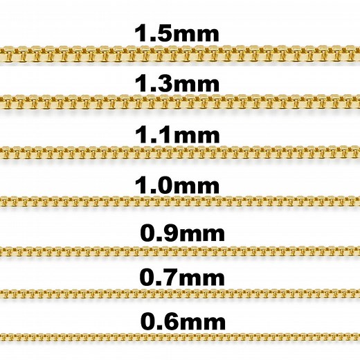 Solid 10K Yellow Gold Box Chain Necklace, 16" 18" 20" 24" 26” 28” 30” 0.6mm, 0.7 Mm, 0.9 Mm, 1.0 Mm, 1.1 Mm, 1.3 Mm, Chain for Necklace - Etsy