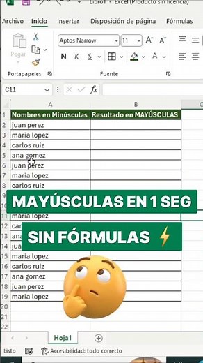 Convert lowercase to uppercase in Excel without formulas