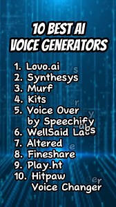 10 Best AI Voice Generator Tools  Save for later if helpful And Follow @ninjaaitools for daily videos and more awesome AI Websites and Tools #ai #websites #aitools #voicegenerators | Brad Gaines | Facebook