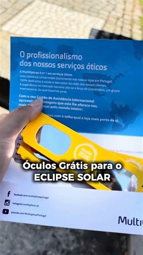 Vem comigo retirar seu óculos grátis para ver o eclipse solar.