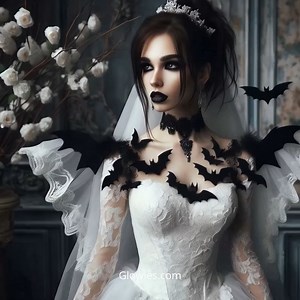 Gothic Bride in Wedding Dress with Bats | Gothic Darling