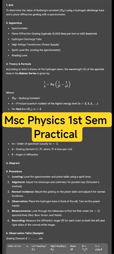 Determine the value of Rydberg's constants with the diffraction grating and hydrogen tube