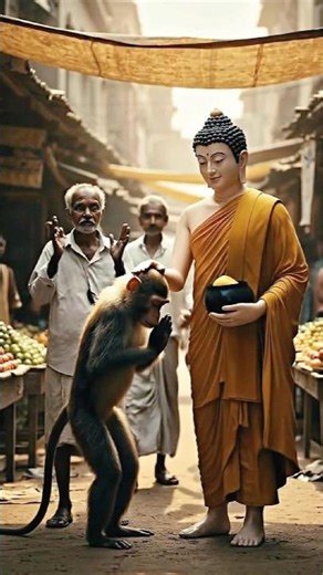 A Little Monkey Offered Its Only Mango to Buddha – Gautam Buddha Miracle Story #buddha #buddhist