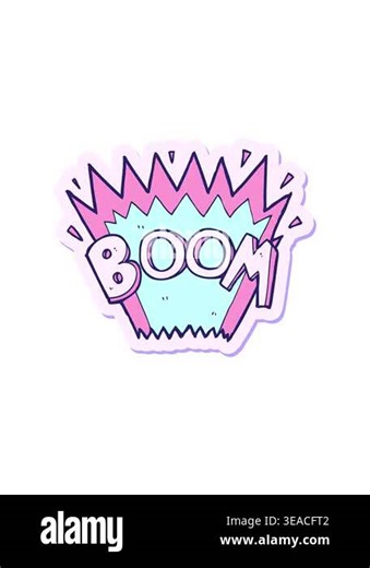 attention grabbing animation of sticker of a cartoon comic book explosion Stock Video Footage - Alamy