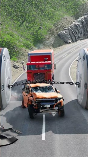 Cars & School Bus & Cargo Truck vs Chained Hydraulic Crush - BeamNG.Drive