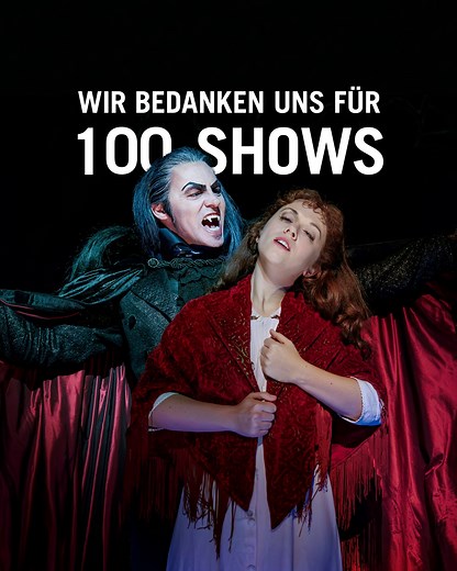 4.3K views · 278 reactions |  100 Shows in Hamburg! 驪 Danke an unser fantastisches Publikum und das talentierte Team für 100 unvergessliche Vorstellungen! Ihr seid einfach unglaublich!  Lasst uns weiterhin die Nacht mit Tanz und Musik erfüllen! ✨ #TanzDerVampire #100Shows #DankeHamburg | Tanz der Vampire - Deutschland | Facebook