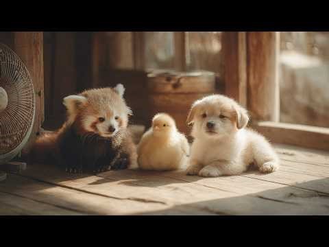 Relaxing Music with Adorable Baby Animals 🐾 Red Panda, Chick & Puppy