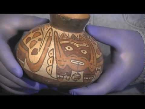 Ancient Pre-Columbian Nazca Polychrome Pottery Monster Creature Bowl/Pot