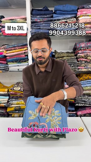 ✨ New Collection Alert! ✨ Step into elegance with our A-line style Kurti & Plazo set, crafted in premium cotton soft flex fabric for unmatched comfort. Beautiful applique work with Katha detailing adds the perfect handcrafted charm. Plus, a smart side pocket for everyday convenience! Available in sizes M to 3XL 💕 Perfect for festive vibes, office wear & daily elegance. WhatsApp Us For orders 9904384788/8866215218 📍7/137 Jalaram Fashion GUJARAT HOUSING BOARD OPP BOMBAY MARKET SURAT LIKE.....SHA