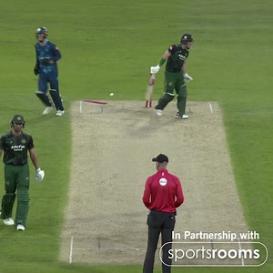 A massive celebration from Samit as Moores is bowled!! Watch LIVE ➡️ derbyshirec.cc/4mYvyoJ | Derbyshire County Cricket Club