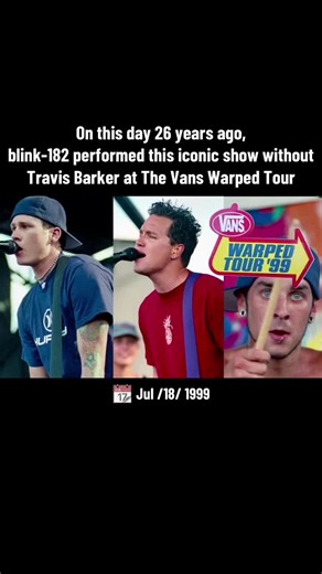 On this day 26 years ago, blink-182 performed an unusual and amazing show without Travis Barker at The Vans Warped Tour!🤘🏻☠️🔥 This show is iconic due to the incredible guest drummers who stepped in for Travis after he suffered a minor wrist injury in a fight the night before.🥁🤯 •Brooks Wackerman (Suicidal Tendencies) •Josh Freese (The Vandals) • Byron McMakin (Pennywise) • Damon De La Paz (Fenix ​​TX) Here’s a recap of the show👇🏻 • Dammit (Brooks Wackerman) • Carousel (Byron McMackin) • W