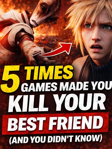5 Games Made You Kill Your Best Friend (And You Didn't Know) 1️⃣ Mass Effect 3 – Mordin Solus You pull the trigger on the friend who trusted you, all to protect a lie you chose to believe in. 2️⃣ NieR: Automata – 2B You mercy-kill 2B to save her from suffering, but condemn 9S to a lifetime of grief and madness. 3️⃣ Spec Ops: The Line – Lugo and Adams You follow orders, and in doing so, break your squad mentally and get them killed piece by piece. 4️⃣ Final Fantasy VII – Zack Fair You live as a h
