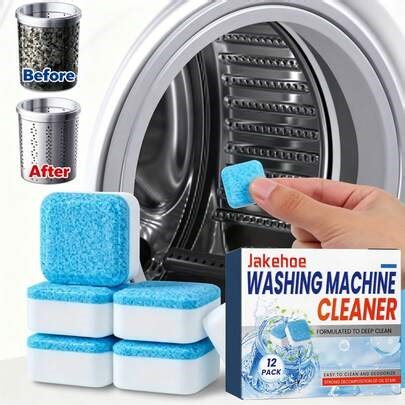 jakehoe 12 Packs Washing Machine Cleaner Descaler- Deep Cleahing Tablets For HE Front Loader& Top Load Washer, Septic Deodorizer,Clean Inside Drum And Laundry Tub Seal | SHEIN