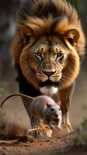Lion vs Rat: The Chase Begins! 🦁🐀 Intense Wildlife Moment #music #shorts#animalover #lionhead #viral