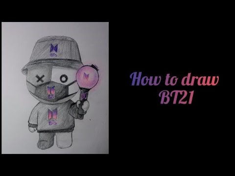 How to draw BT21 Van holding an ARMY Bomb | Step by step