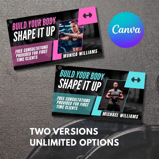 Fitness Coach Business Card, Personal Trainer Visiting Card Template, CANVA - Etsy