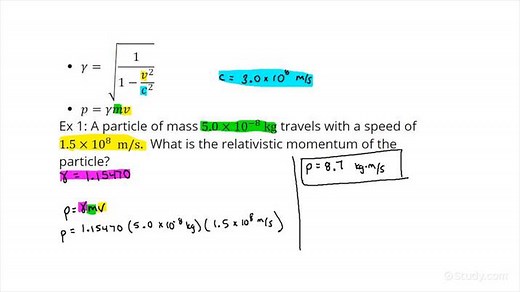 How to Calculate the Relativistic Momentum of a Particle | Physics | Study.com