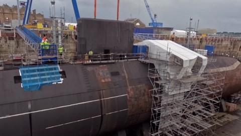Amazing scenes show hero British nuclear submarine being dismantled