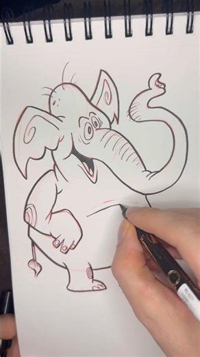 🐘 Wild Cartoon Inking! 🤪 #ink #draw #art