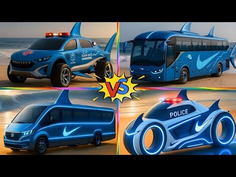 SHARK BUS 🆚 POLICE CAR 🆚 AMBULANCE 🔥 CRAZY BRAINROT - Tiles Hop EDM Tush!