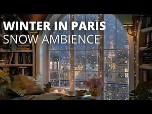 Paris Room Ambience by the window in Winter Time / Cozy Corner with Snowstorm Sounds 8 HOURS