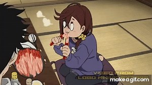 Momo eating crab - Dandadan Funny Moment on Make a GIF