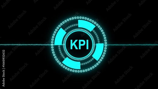 Futuristic HUD Interface Featuring KPI (Key Performance Indicator) Text and Signal Waveform Animation