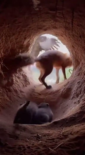 Sudden Shadow at an Earthen Tunnel Entrance Dawn