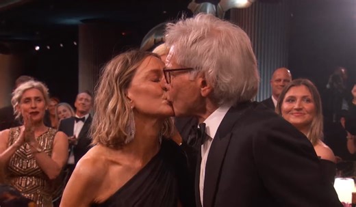 Harrison Ford tearfully thanks his wife as he accepts Life Achievement award