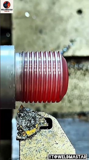 Cutting Threads on Red Hot Butt 🔥 Precision Metalwork Skills #threads #lathe #cnc #viral #welding