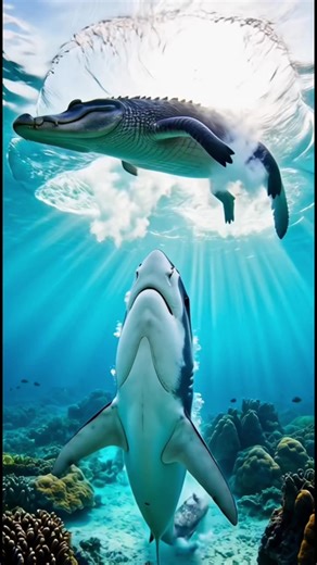 Shark Vs Gator The Most Brutal in water Showdown #shark #gator #octopus #usareels