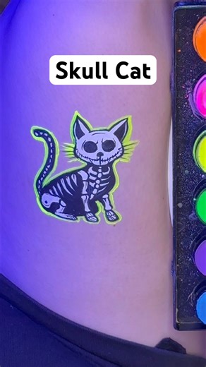 Skull Cat 💀🐈‍⬛ Halloween Face Paint Tutorial! ✅ Sub For Full VIDEO #skull #cat #facepainting
