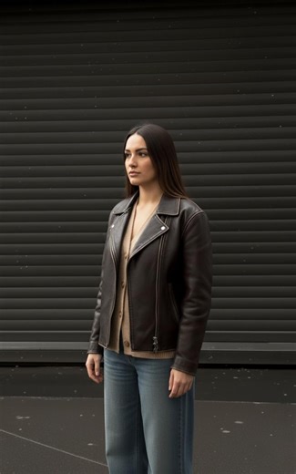 Women Distressed Brown Leather Jacket, Women's Oversized Biker-style Classic Bomber-aviator Real Leather-jacket Ladies-vintage Outfit-gift - Etsy