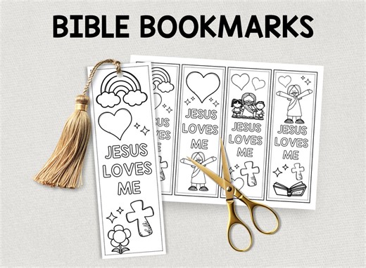 Jesus Loves Me Bible Bookmarks, Faith Coloring Bookmark Printable, Sunday School Craft, Christian Valentines, Children's Church Activity - Etsy