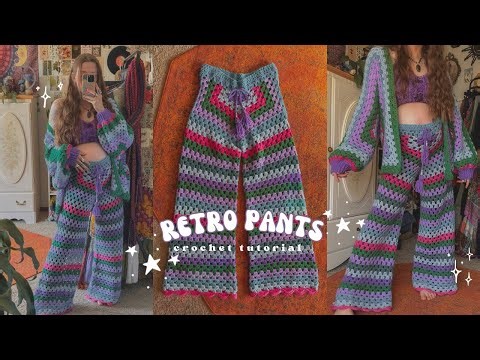 retro inspired granny stitch crochet pants - easy crochet pants tutorial