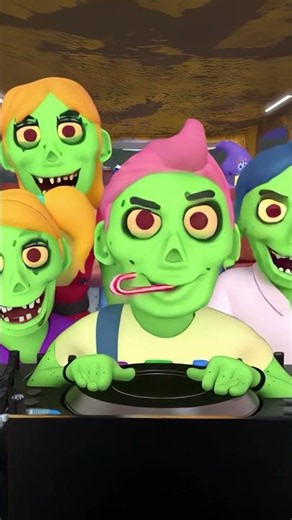 Spooky Wheel on the bus with Zombies #shorts #halloweensongs #kidssongs