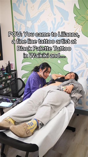 @liliestattoos is a fine line flower tattoo artist at Black Palette Tattoo in Hawaii. TEXT 8086492627 to book! #fyp #waikiki #hawaii #tattooartist