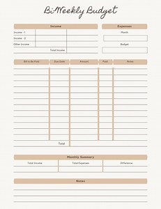 Customizable Bi-weekly Budget Planner - Etsy