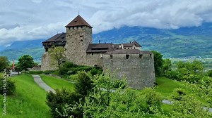 most famous medieval castles of Europe - Vaduz castle in Liechtenstein. popular tourist attraction Stock Video