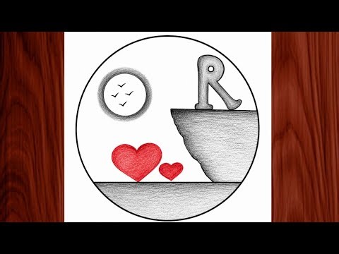 Easy Romantic R Letter Drawing Tutorial for Beginners | Easy Circle Drawing