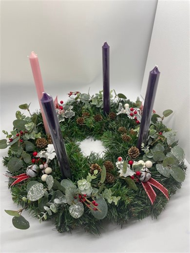 Catholic Advent Wreath With Purple Pink Candles, Modern Advent Wreath for Dining Table, Traditional Christmas Candleholder Centerpiece - Etsy