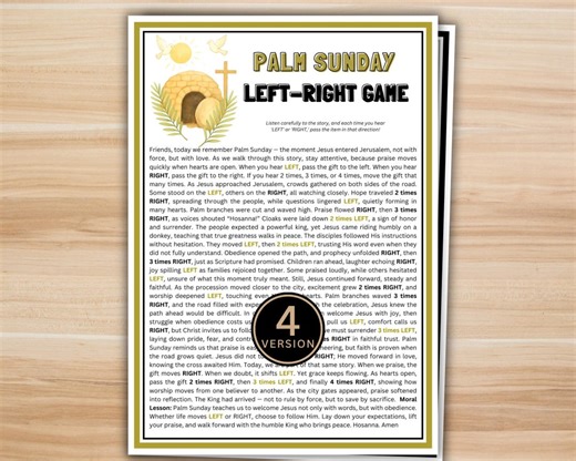 Palm Sunday Left Right Game Printable | Hosanna Easter Church Game | Triumphal Entry Bible Story Activity for Kids, Families & Sunday School - Etsy UK