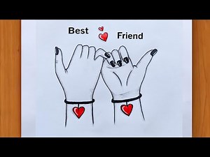 Best friend drawing hand - pencil drawing for begginers | Easy BFF Drawing | friendship day drawing