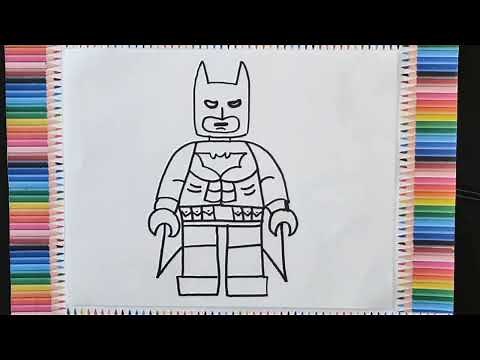 Dibuja y colorea a Batman de lego How to Draw Lego 🦇 🟡🖤🟡 Dibujo para niños y niñas