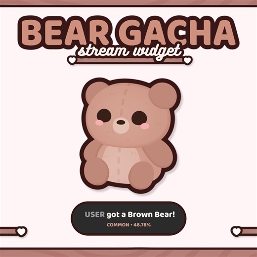 Bear Gacha Widget | Channel Point Rewards / Channel Points / Reward Widgets / Stream Widget | Kawaii, Cute, Bear | TWITCH - Etsy