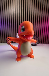 3D Printed Charmander 🗃️Model by @yosh__studios 🖨️Printed On @bambulab_official H2D 🧵Filament: @esun3dprinting 🧪Glue by @arka.kraftprotz 👉STL in BIO👈 #3dprinting #pokemon #charmander | GRM3D